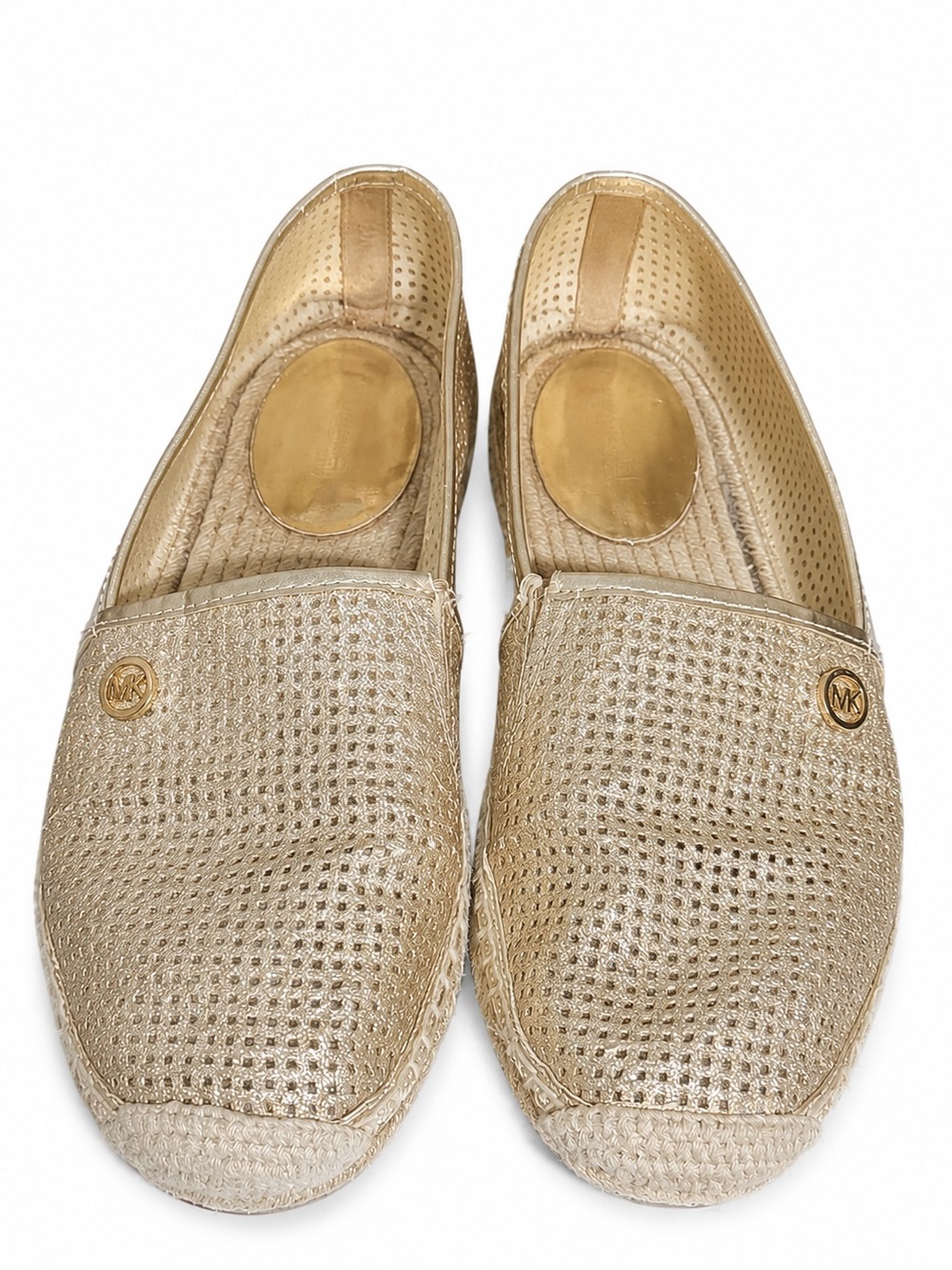 MICHAEL KORS Kendrick Pale Gold Perforated Espadrille Flats Women’s Size 9 - Picture 2 of 15
